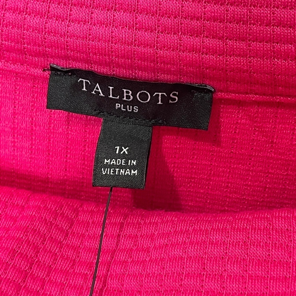 Talbots Plus Fuchsia Pink Mock neck Pullover Knit Sweater Shoulder Button Detail - Picture 9 of 11